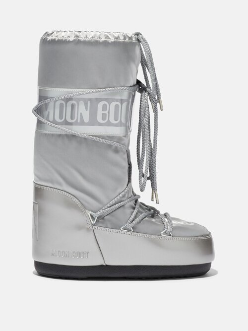 Damen Schneestiefel Moon Boot ICON GLANCE SILVER SATIN BOOTS