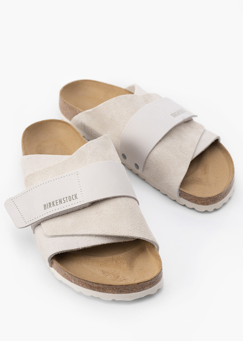 Damen Pantoletten BIRKENSTOCK KYOTO LENB/LEVE ANTIQUE WHITE