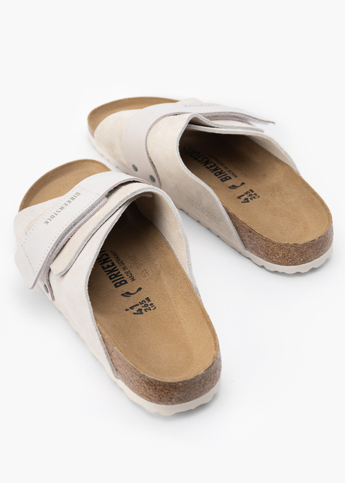 Damen Pantoletten BIRKENSTOCK KYOTO LENB/LEVE ANTIQUE WHITE