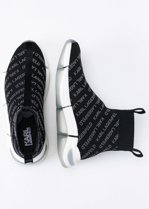 Damen Sneaker Schwarz Karl Lagerfeld QUADRA Repeat Logo Knit Boot