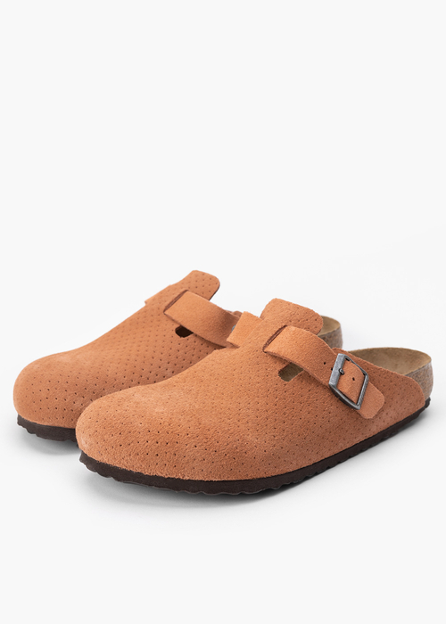 Herren Pantoletten BIRKENSTOCK BOSTON LEVE DOTTED BURNT ORANGE