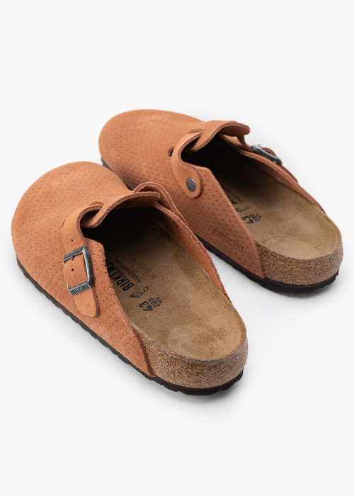 Herren Pantoletten BIRKENSTOCK BOSTON LEVE DOTTED BURNT ORANGE