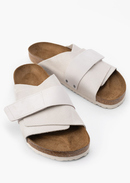 Herren Pantoletten BIRKENSTOCK KYOTO LENB/LEVE ANTIQUE WHITE