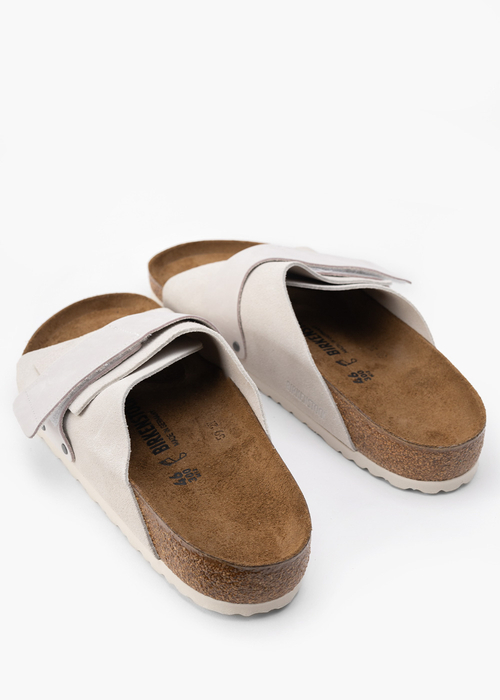 Herren Pantoletten BIRKENSTOCK KYOTO LENB/LEVE ANTIQUE WHITE