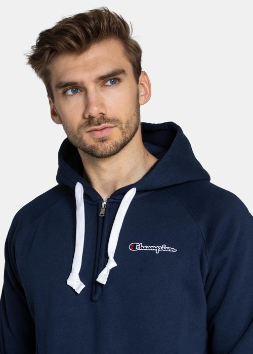 Herren Sweatshirt Champion Organic Cotton Blend Half Zip-Up Script Logo Hoodie (216483-BS538)