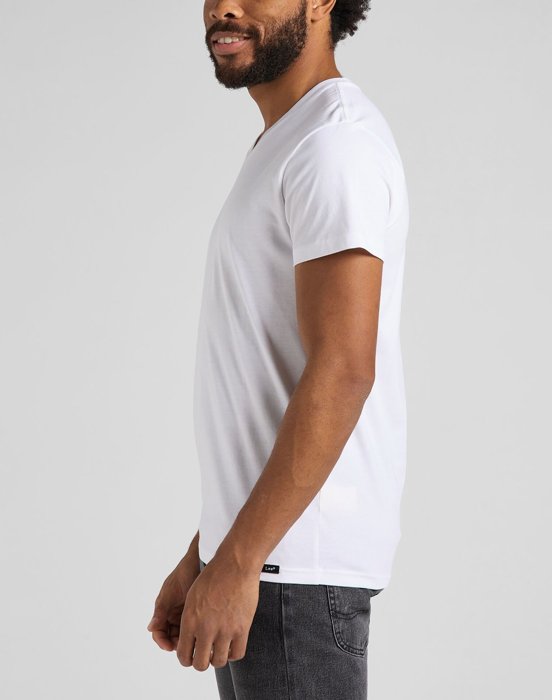 Herren T-Shirt LEE TWIN PACK V NECK BLACK WHITE 