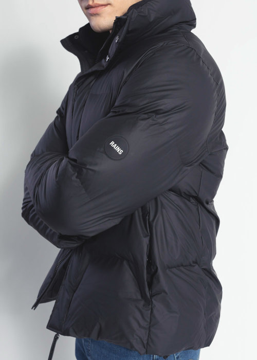 Unisex Winterjacke Schwarz Rains Boxy Puffer Jacket