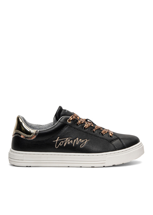 Sneaker für Kinder mit Reißverschluss Tommy Hilfiger Low Cut Lace-Up Schwarz/Golden