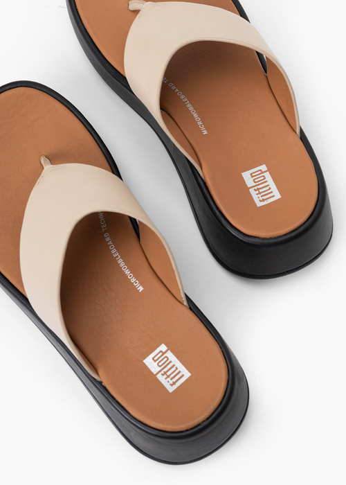 Damen Flip-Flops F-MODE LEATHER FLATFORM TOE-POST SANDALS