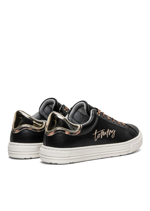 Sneaker für Kinder mit Reißverschluss Tommy Hilfiger Low Cut Lace-Up Schwarz/Golden