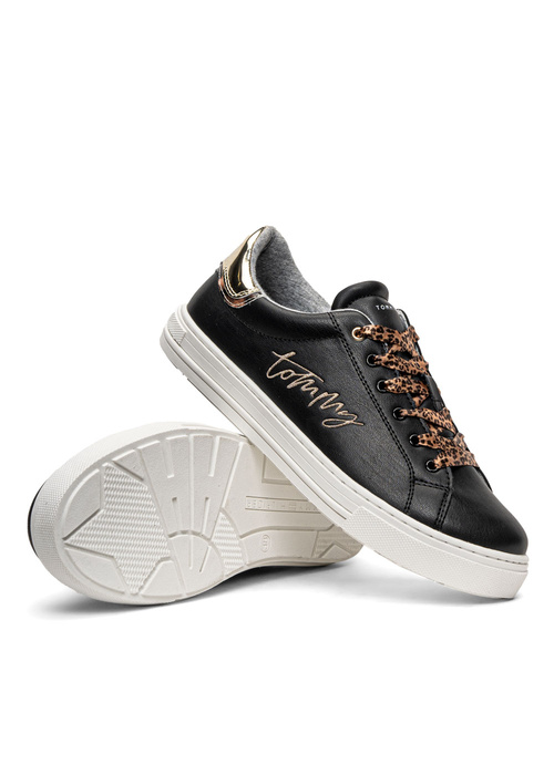 Sneaker für Kinder mit Reißverschluss Tommy Hilfiger Low Cut Lace-Up Schwarz/Golden